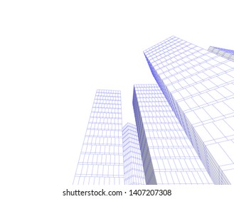 Abstract architecture building 3d vector illustration