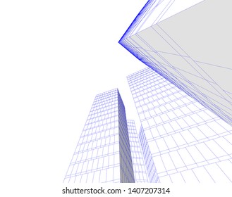 Abstract architecture building 3d vector illustration