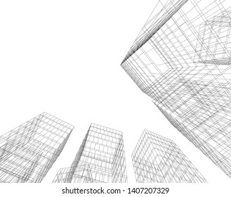 Abstract architecture building 3d vector illustration