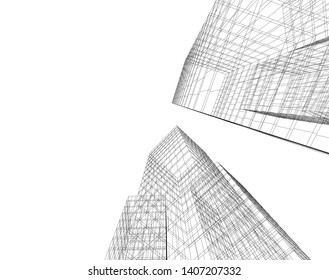 Abstract architecture building 3d vector illustration
