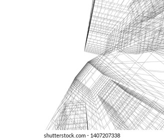 Abstract architecture building 3d vector illustration