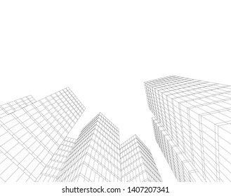 Abstract architecture building 3d vector illustration