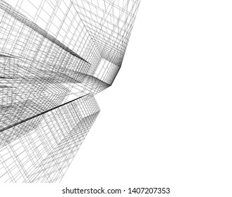 Abstract architecture building 3d vector illustration