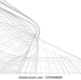 Abstract architecture building 3d vector illustration