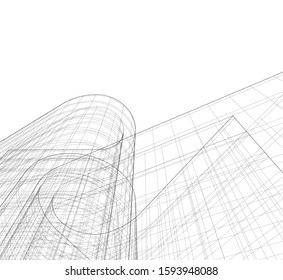 Abstract architecture building 3d vector illustration