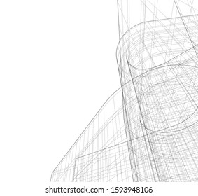Abstract architecture building 3d vector illustration