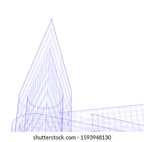Abstract architecture building 3d vector illustration