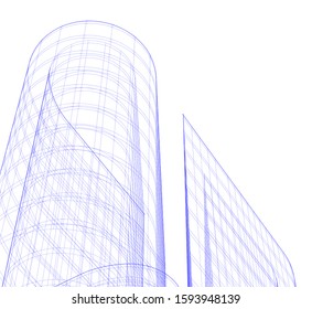 Abstract architecture building 3d vector illustration