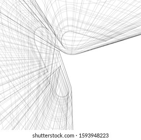 Abstract architecture building 3d vector illustration