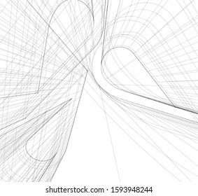 Abstract architecture building 3d vector illustration