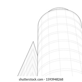 Abstract architecture building 3d vector illustration