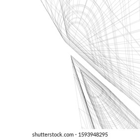 Abstract architecture building 3d vector illustration