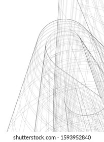 Abstract architecture building 3d vector illustration