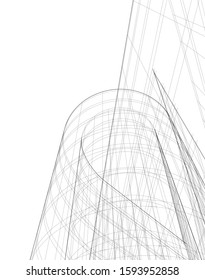 Abstract architecture building 3d vector illustration