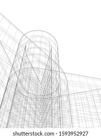 Abstract architecture building 3d vector illustration