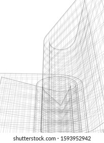 Abstract architecture building 3d vector illustration