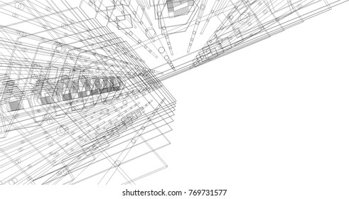 abstract architecture building construction, vector illustration