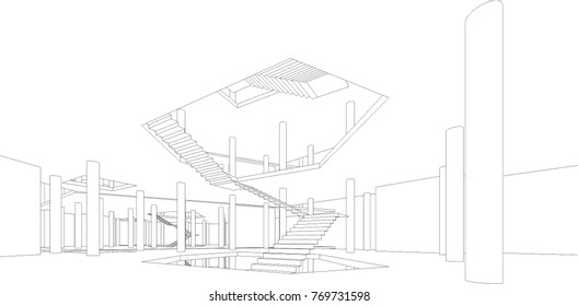 abstract architecture building construction, vector illustration