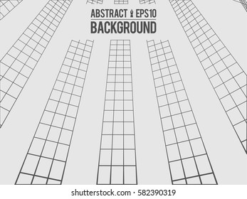 Abstract architecture building. Futuristic background. Trendy wireframe cybernetic construction.