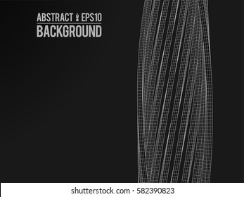 Abstract architecture building. Futuristic background. Trendy wireframe cybernetic construction.