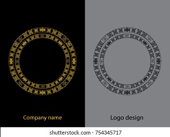 Abstract architecture, Building, lotus, designed using wicker gold and black line,logo, symbol, icon, graphic, vector.
