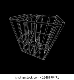 Abstract architecture building. Plan of modern framing house. Wireframe low poly mesh construction.