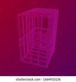 Abstract architecture building. Plan of modern framing house. Wireframe low poly mesh construction.