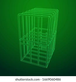 Abstract architecture building. Plan of modern framing house. Wireframe low poly mesh construction.