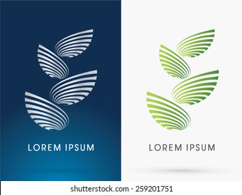 Abstract Architecture, Building ,Tower, designed using green line like a tree or leaf shape ,logo, symbol, icon, graphic, vector.