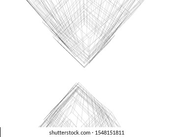 abstract architecture building, vector 3d illustration 