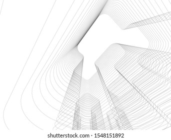 abstract architecture building, vector 3d illustration 