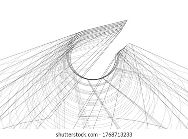 abstract architecture building vector 3d illustration 