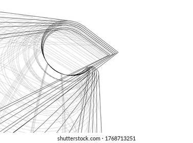 abstrakter Bau der Architektur, Vektorgrafik 3D 