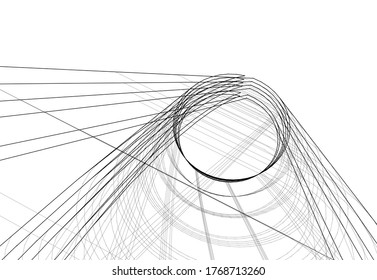 ilustración 3d del vector de construcción de arquitectura abstracta 