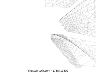 abstract architecture building vector 3d illustration 