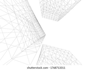 ilustración 3d del vector de construcción de arquitectura abstracta 
