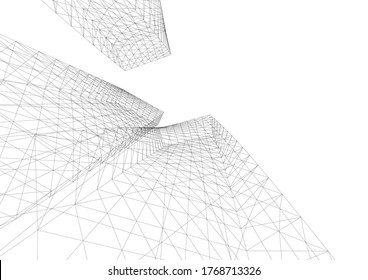 abstract architecture building vector 3d illustration 
