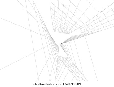 ilustración 3d del vector de construcción de arquitectura abstracta 