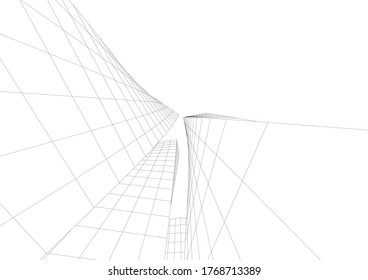 abstract architecture building vector 3d illustration 