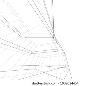 abstract architecture building vector 3d illustration