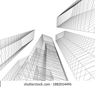 abstract architecture building vector 3d illustration