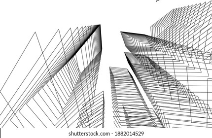 abstract architecture building vector 3d illustration