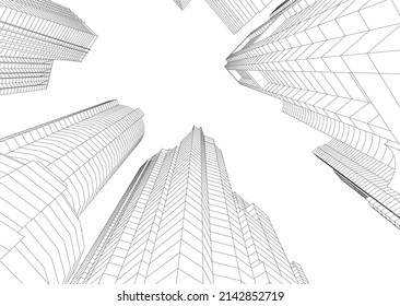 abstrakter Bau der Architektur, Vektorgrafik 3D