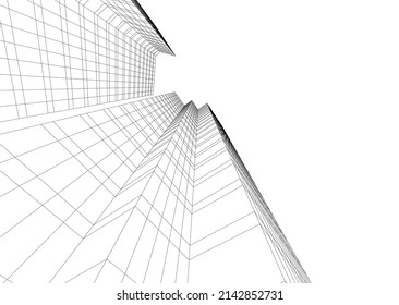 abstract architecture building vector 3d illustration