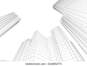 abstrakter Bau der Architektur, Vektorgrafik 3D