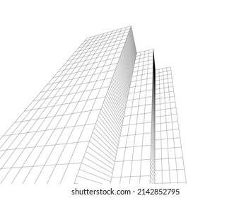 abstract architecture building vector 3d illustration