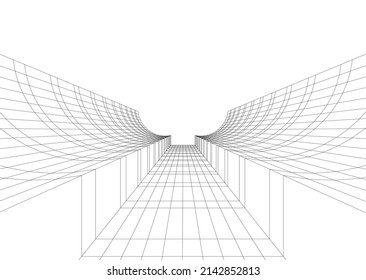 ilustración 3d del vector de construcción de arquitectura abstracta