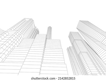 abstract architecture building vector 3d illustration