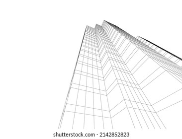 abstrakter Bau der Architektur, Vektorgrafik 3D