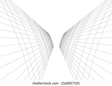 abstract architecture building vector 3d illustration